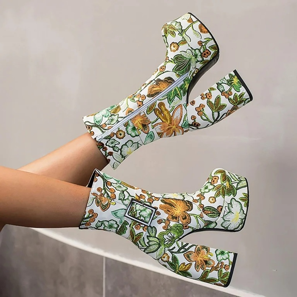Floral Platform Bootie